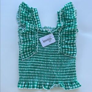 Speechless Girls' Flutter Sleeve Smocked Top